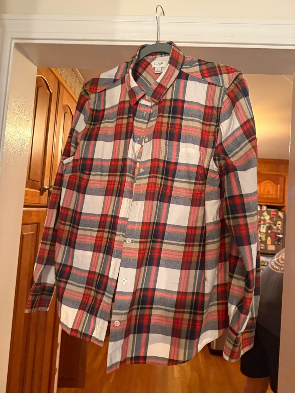 J. Crew Red, Green and White Plaid Button-Down Shirt